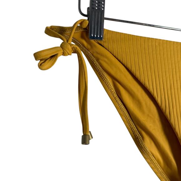 Vitamin A Elle Yellow Ribbed Classic Side Tie String Bikini Bottoms Size XXL - Picture 4 of 10